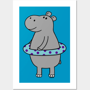 Hippo with an innertube Posters and Art